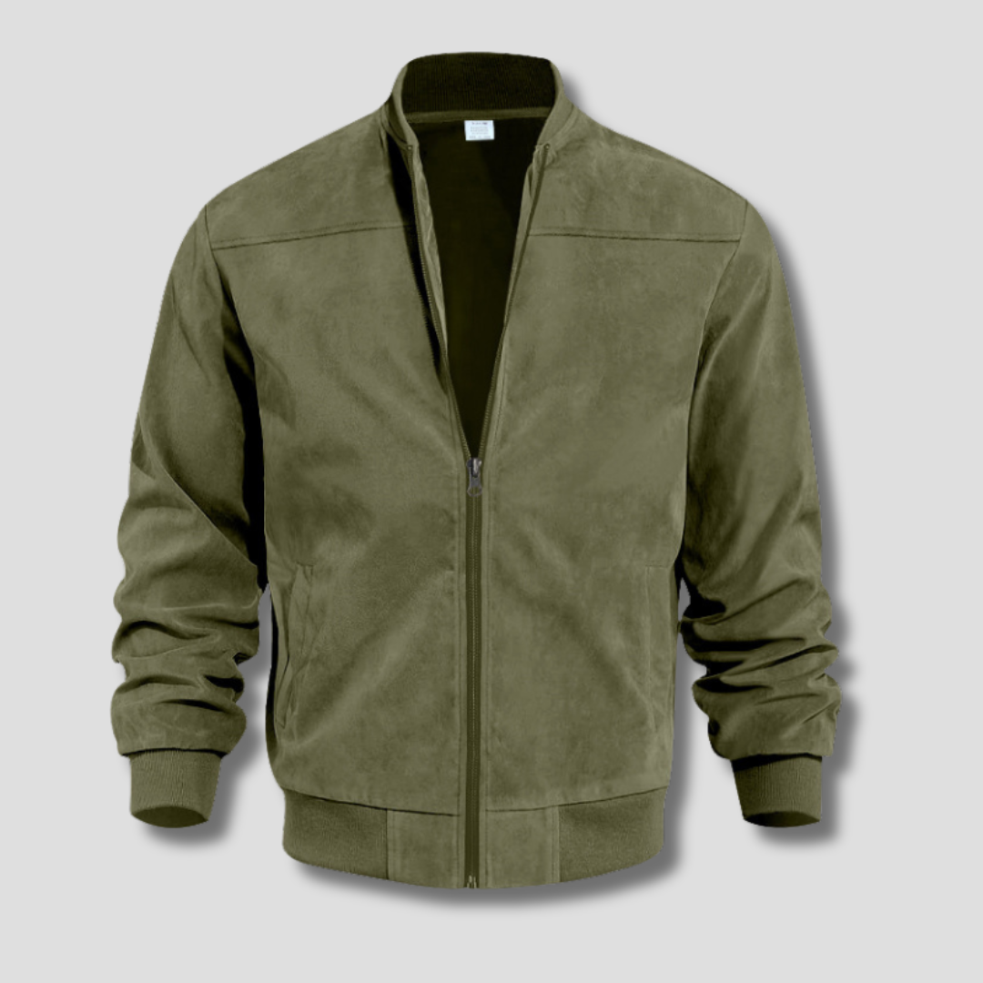 Optew Men’s Faux Suede Bomber Jacket