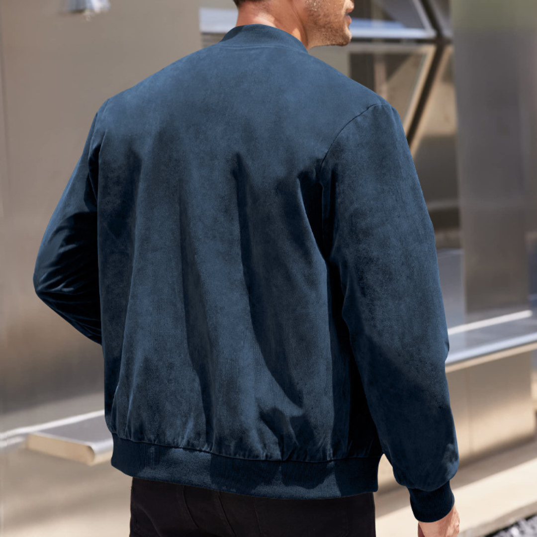 Optew Men’s Faux Suede Bomber Jacket