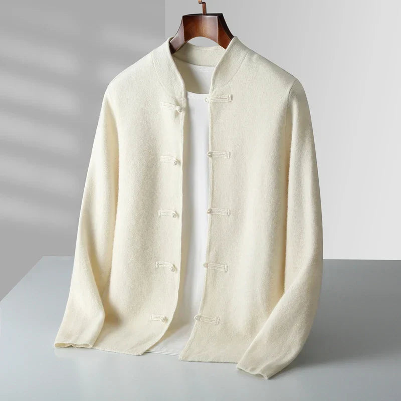 Optew Men’s Cashmere Stand Collar Cardigan