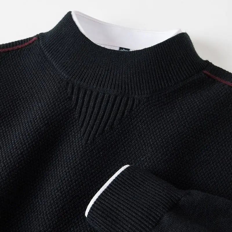 Optew Men’s Jacquard Mock Neck Sweater