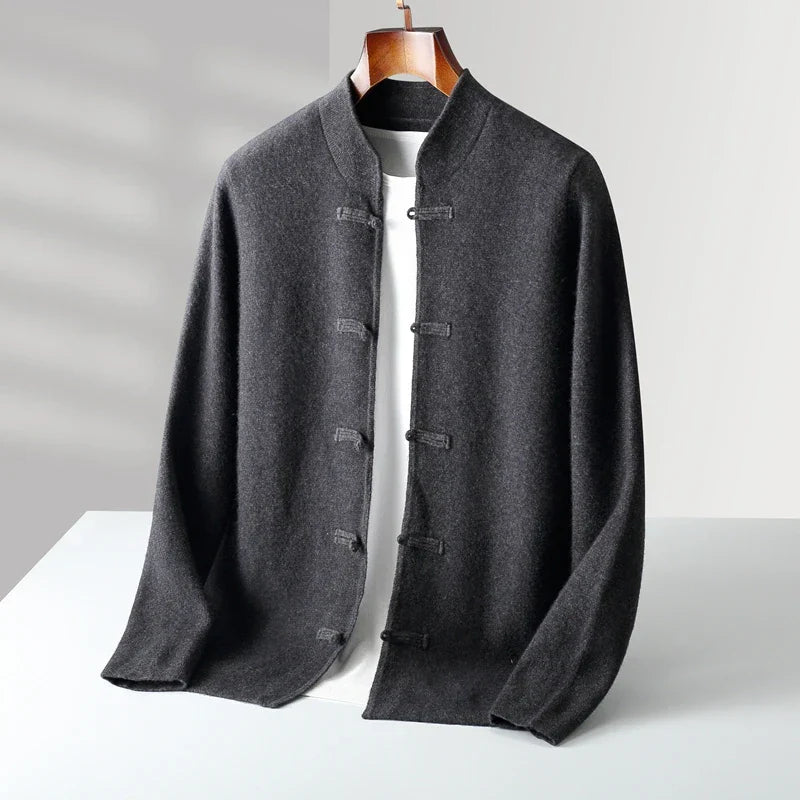 Optew Men’s Cashmere Stand Collar Cardigan