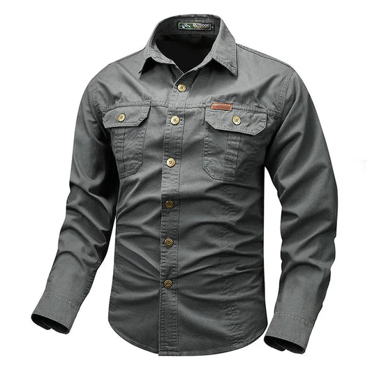 Optew Men’s Button-Front Chest-Pocket Shirt