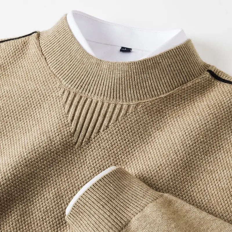 Optew Men’s Jacquard Mock Neck Sweater