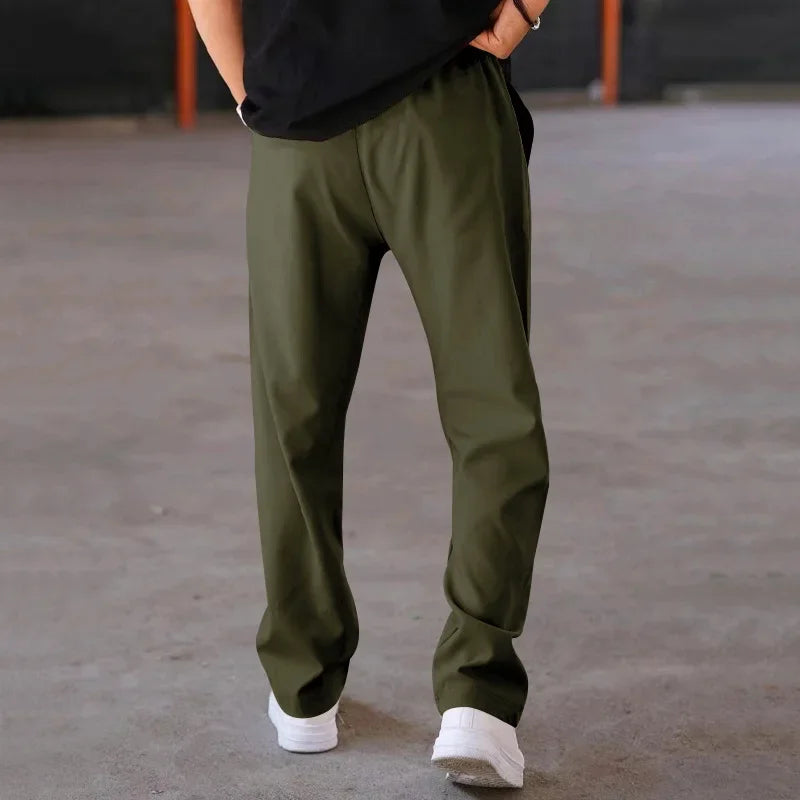 Optew Men’s Loose-Fit Straight Leg Trousers