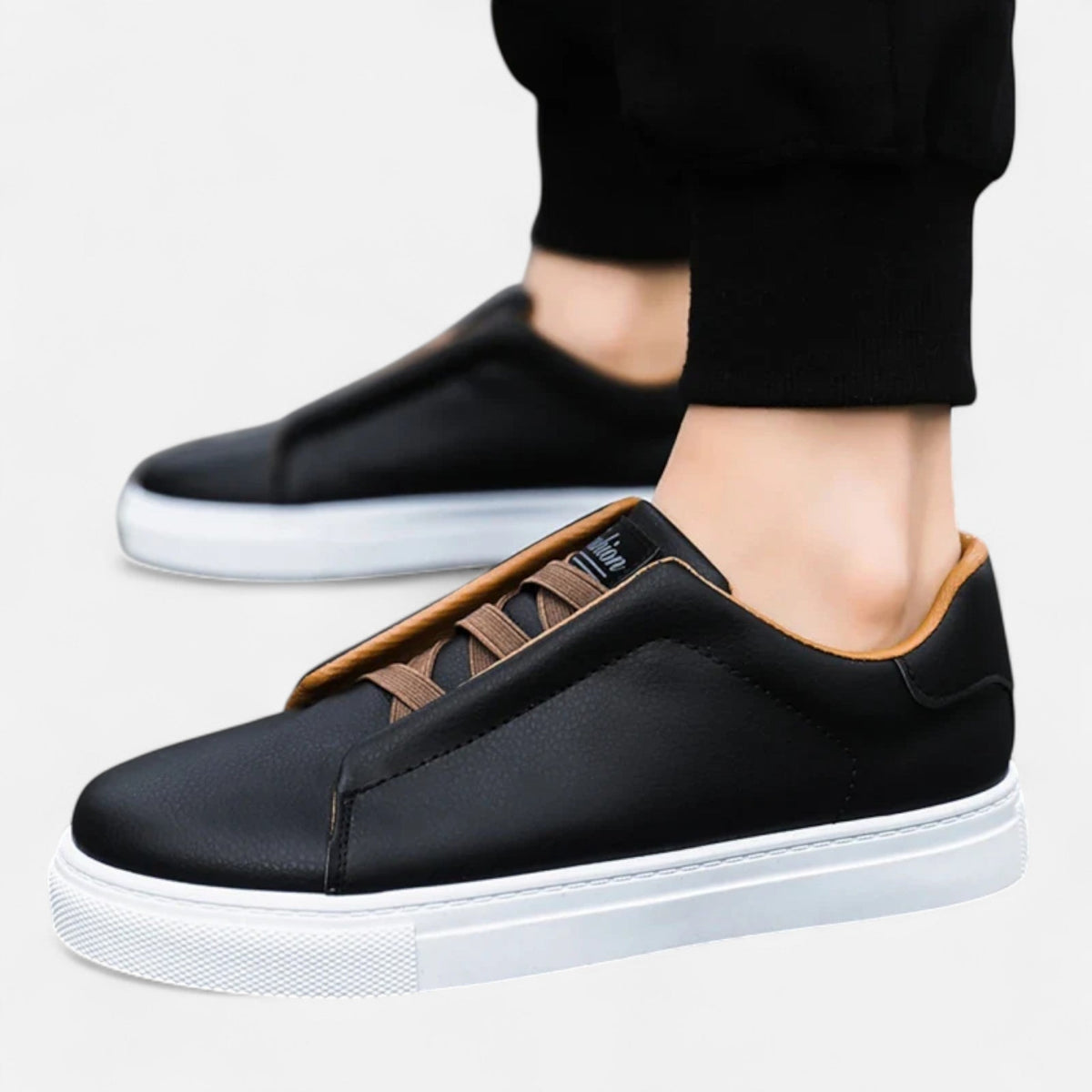 Optew Men’s Slip-On Leather Sneakers