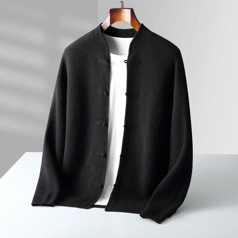 Optew Men’s Cashmere Stand Collar Cardigan