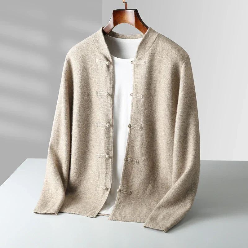 Optew Men’s Cashmere Stand Collar Cardigan