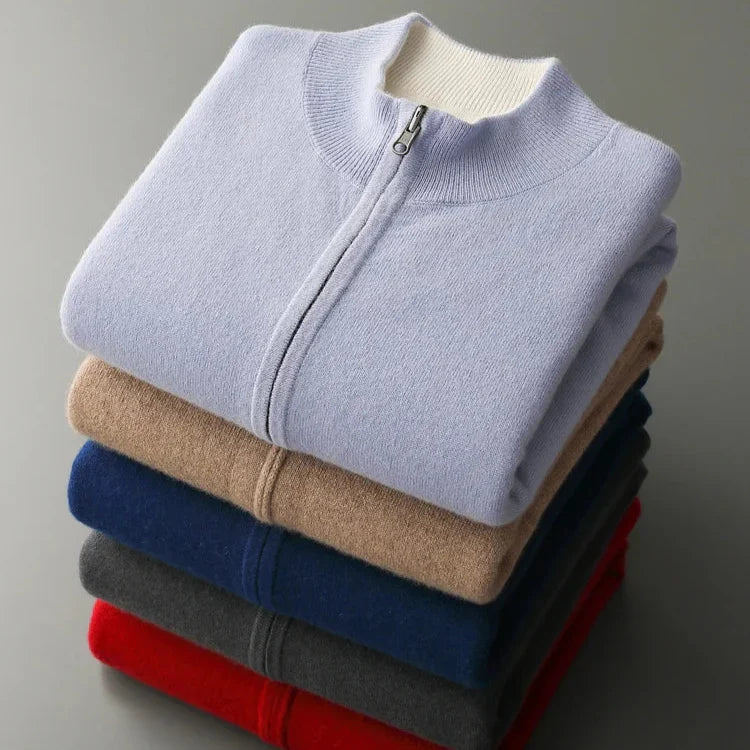 Optew Men’s Cashmere Zip Cardigan