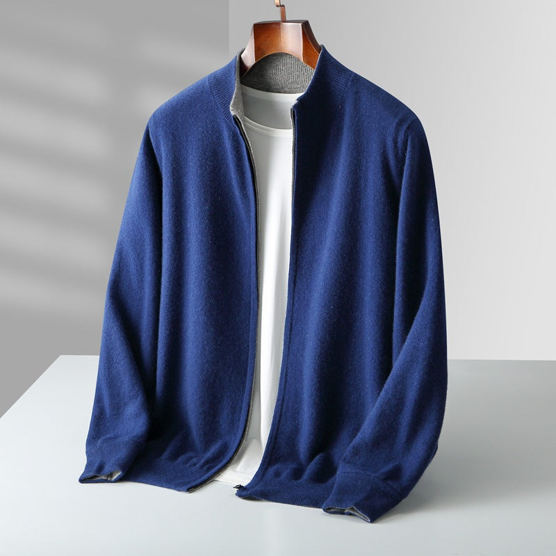 Optew Men’s Cashmere Zip Cardigan
