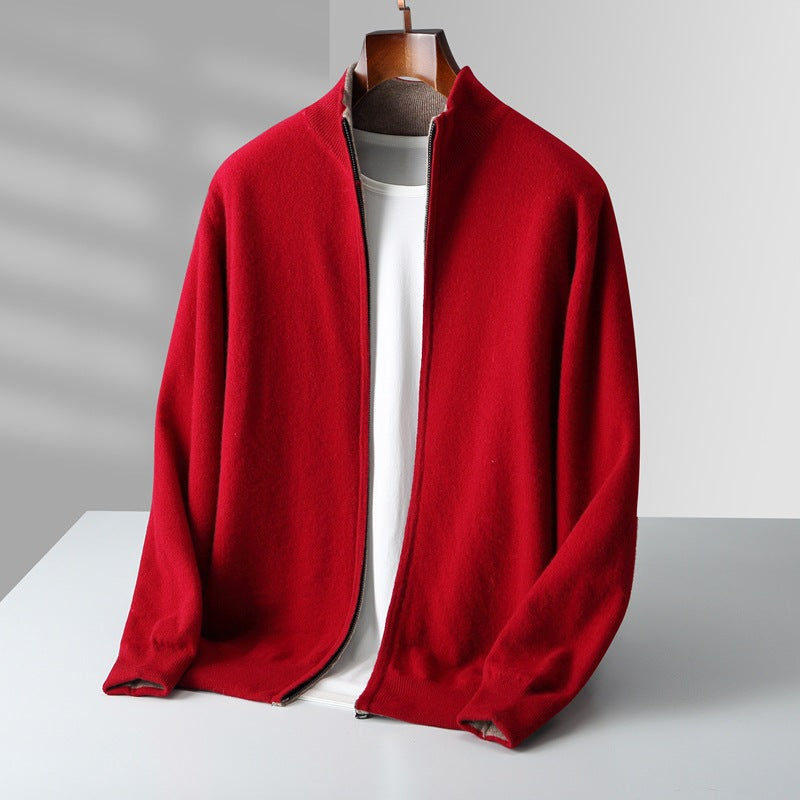Optew Men’s Cashmere Zip Cardigan