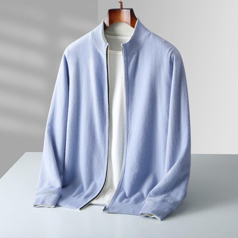 Optew Men’s Cashmere Zip Cardigan