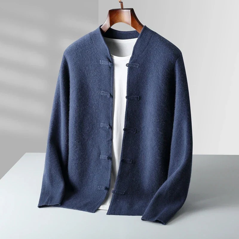 Optew Men’s Cashmere Stand Collar Cardigan