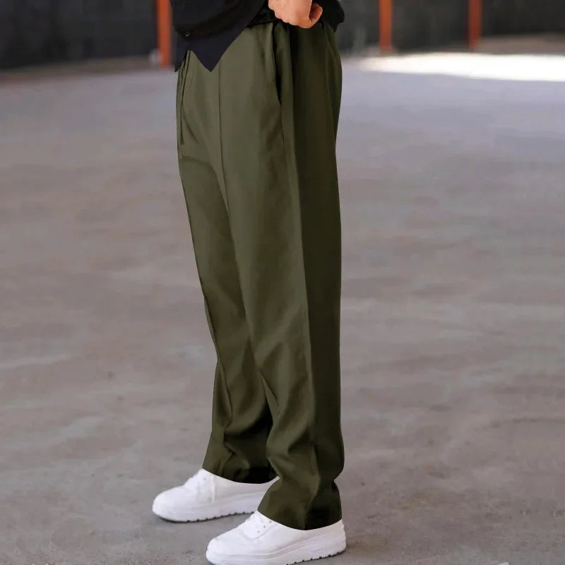 Optew Men’s Loose-Fit Straight Leg Trousers