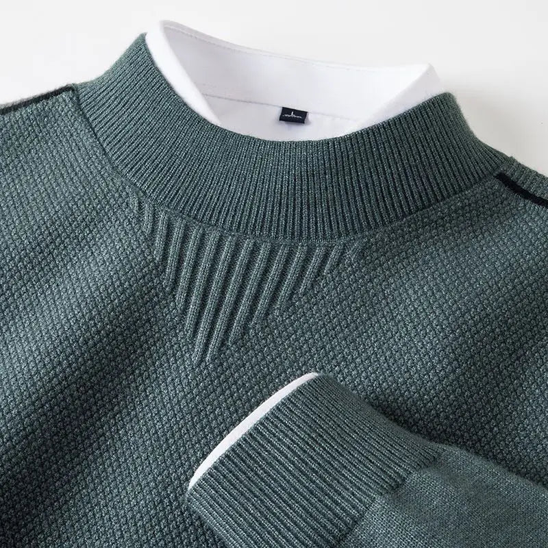 Optew Men’s Jacquard Mock Neck Sweater