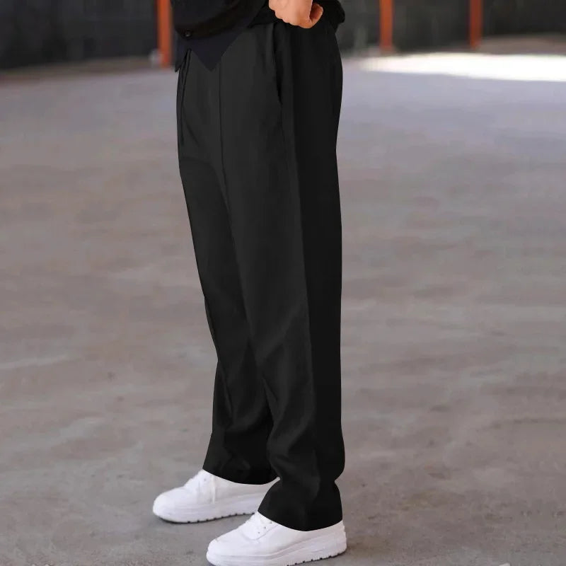 Optew Men’s Loose-Fit Straight Leg Trousers