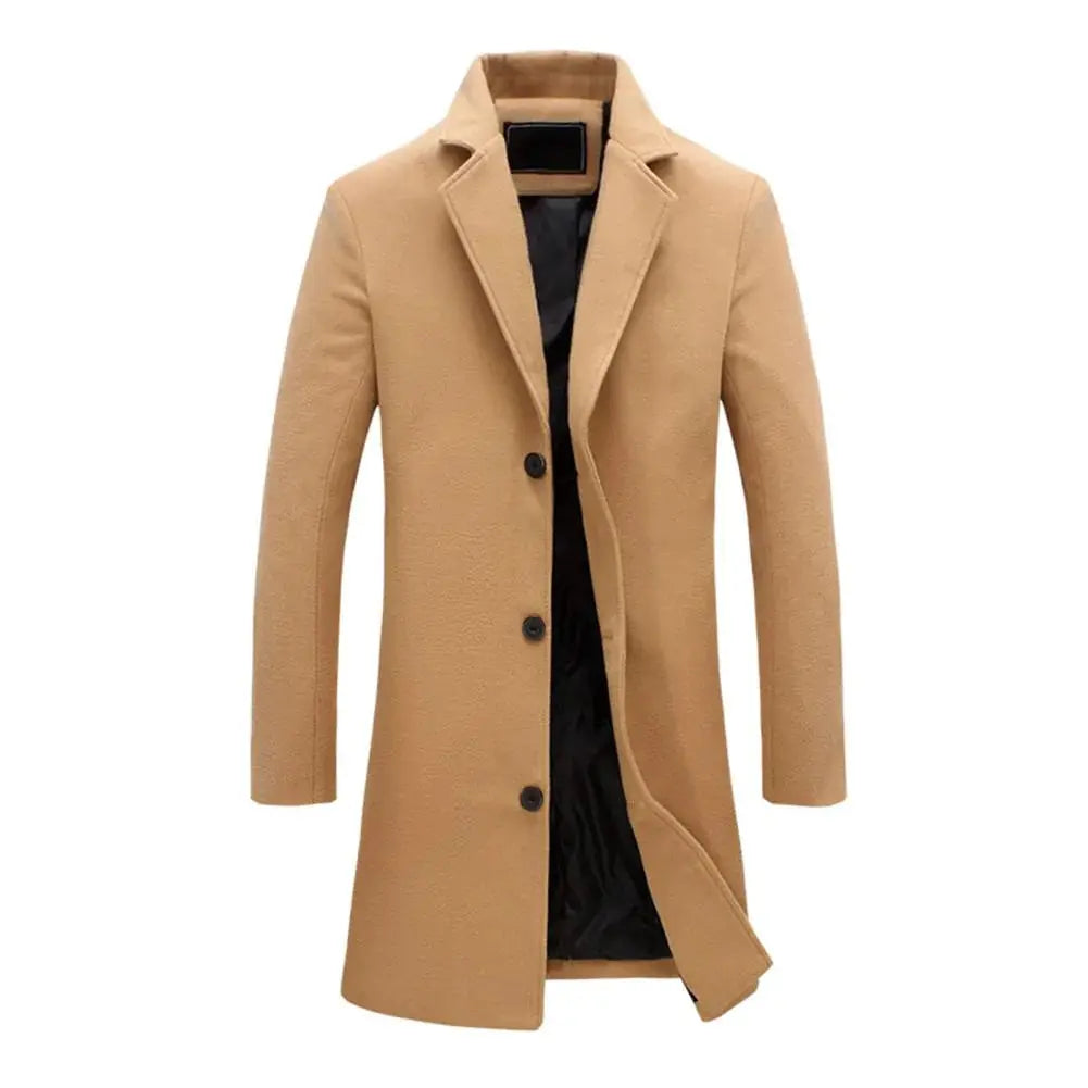Optew Men's Tailored Wool Overcoat – Classic Long Winter Coat for Smart or Casual Wear