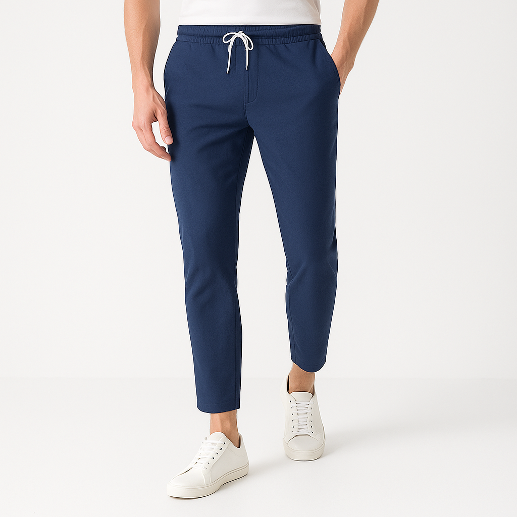 Optew Men’s Cotton Linen Tapered Trousers