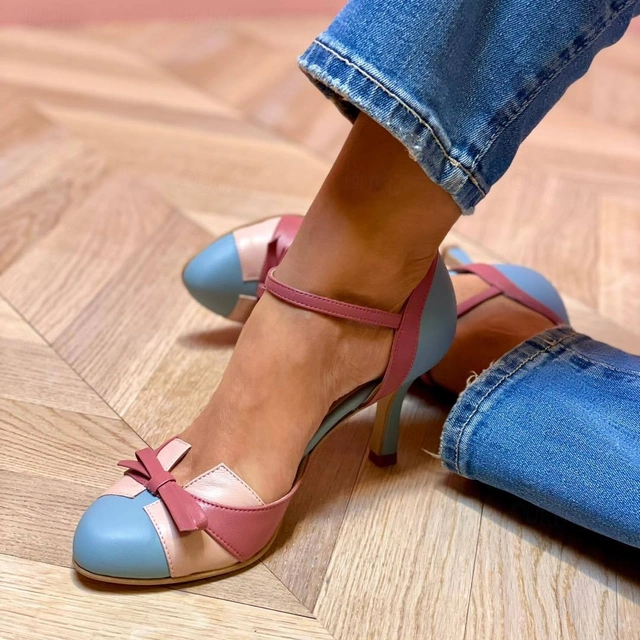 Optew Ankle Strap Heels Women's - Bow Heels Pointed Toe