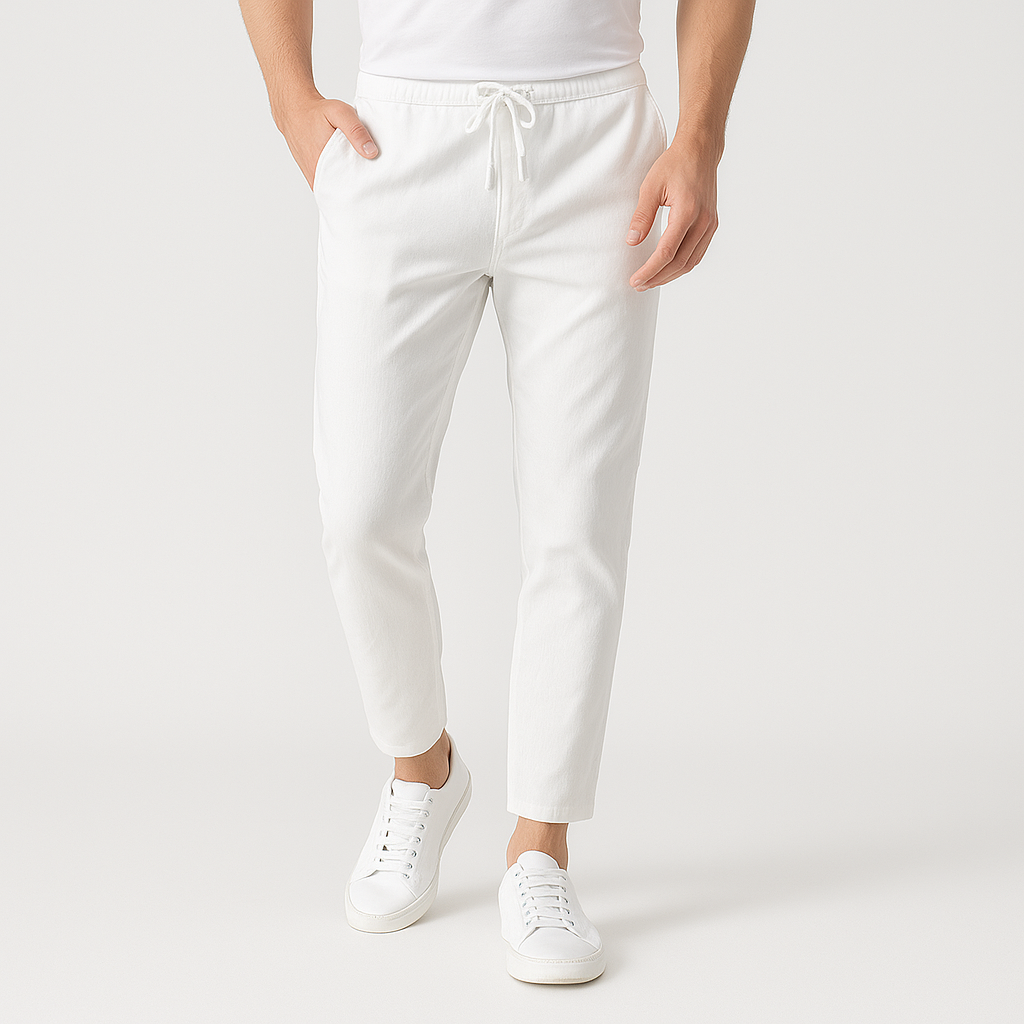 Optew Men’s Cotton Linen Tapered Trousers