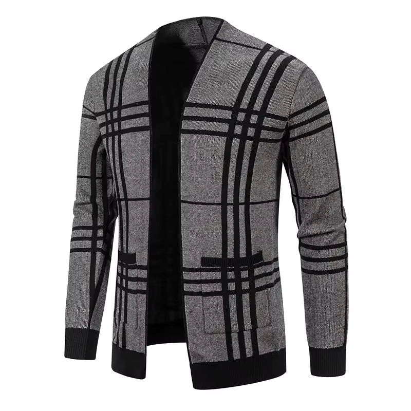 Optew Men’s Grid Open-Front Cardigan