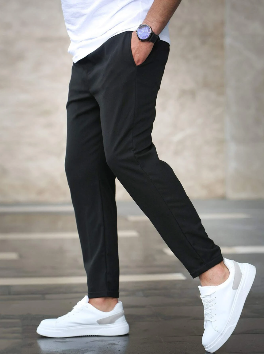 Optew Men Everyday Slim Fit Trousers Drawstring Waist