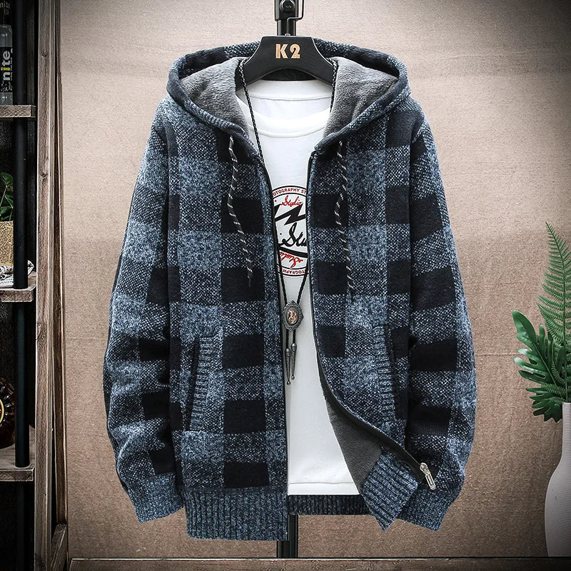 Optew Men’s Checkered Flannel Zip Hoodie