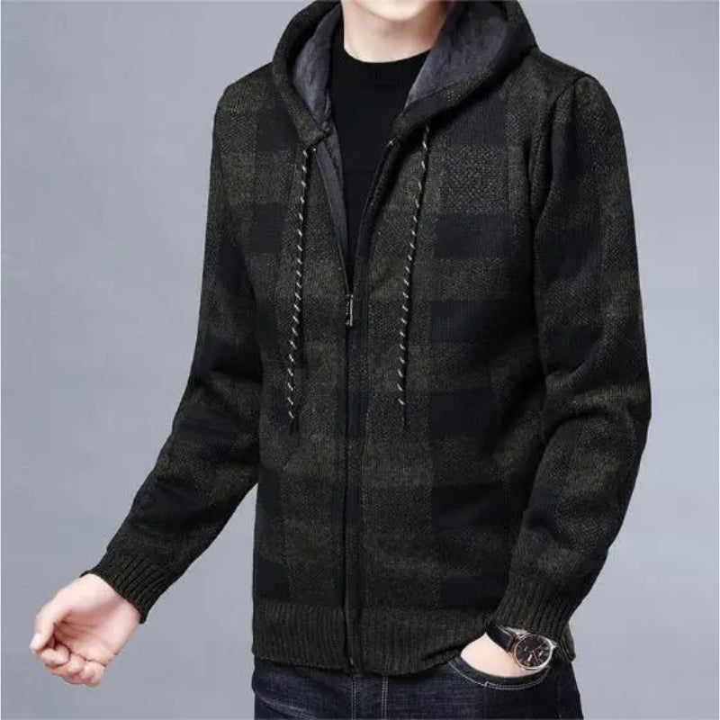 Optew Men’s Checkered Flannel Zip Hoodie