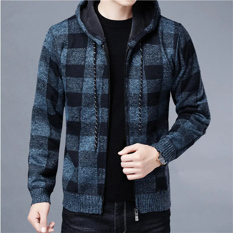 Optew Men’s Checkered Flannel Zip Hoodie