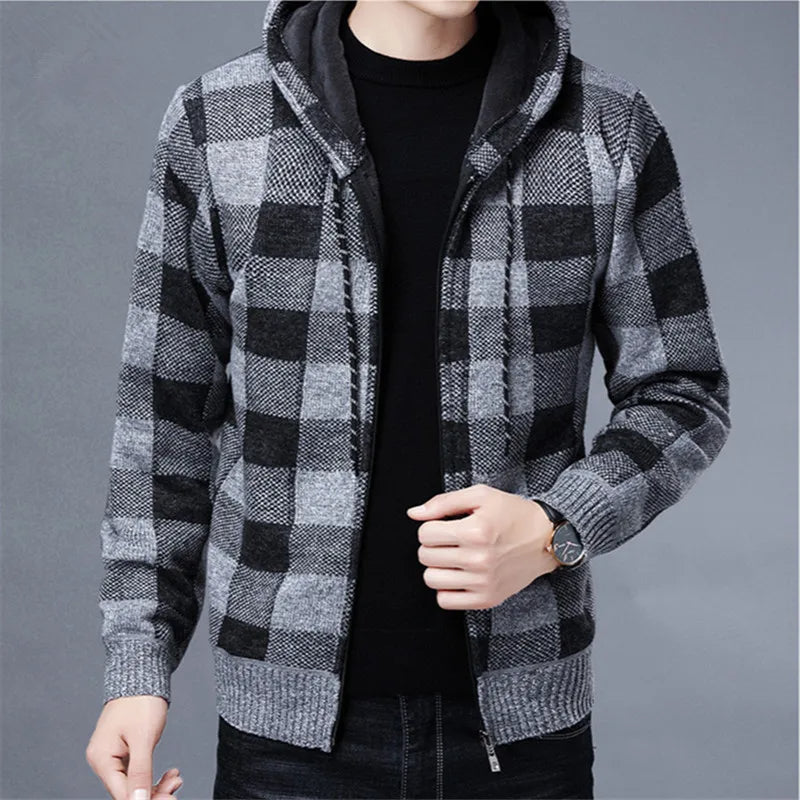 Optew Men’s Checkered Flannel Zip Hoodie
