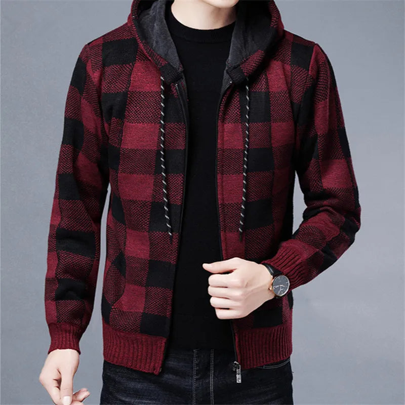 Optew Men’s Checkered Flannel Zip Hoodie