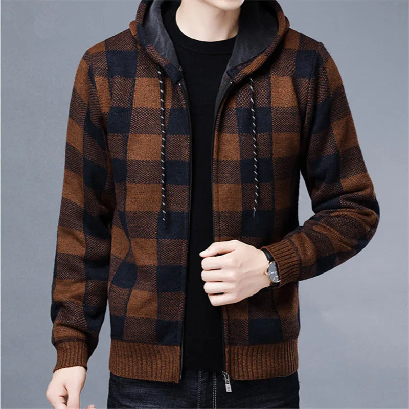 Optew Men’s Checkered Flannel Zip Hoodie