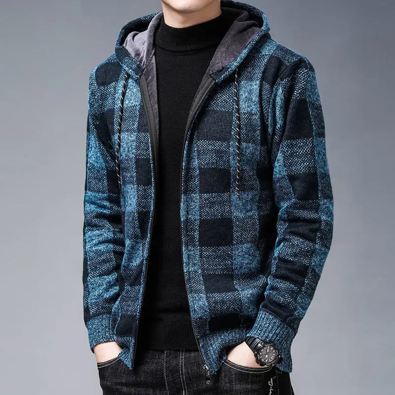 Optew Men’s Checkered Flannel Zip Hoodie