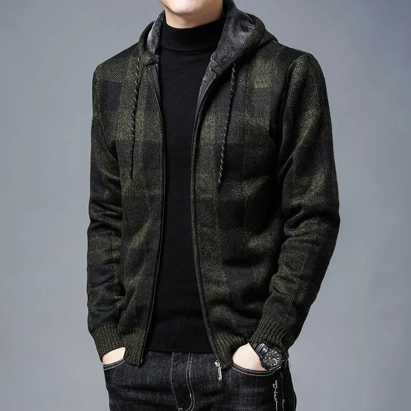 Optew Men’s Checkered Flannel Zip Hoodie