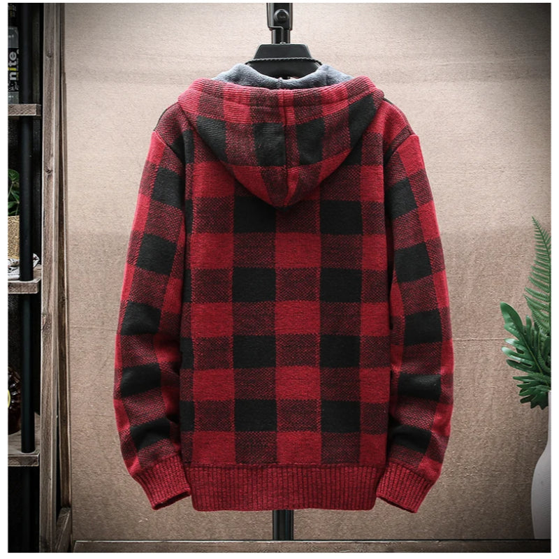 Optew Men’s Checkered Flannel Zip Hoodie
