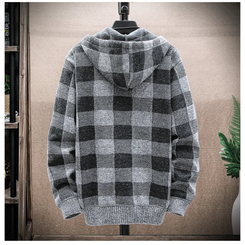 Optew Men’s Checkered Flannel Zip Hoodie