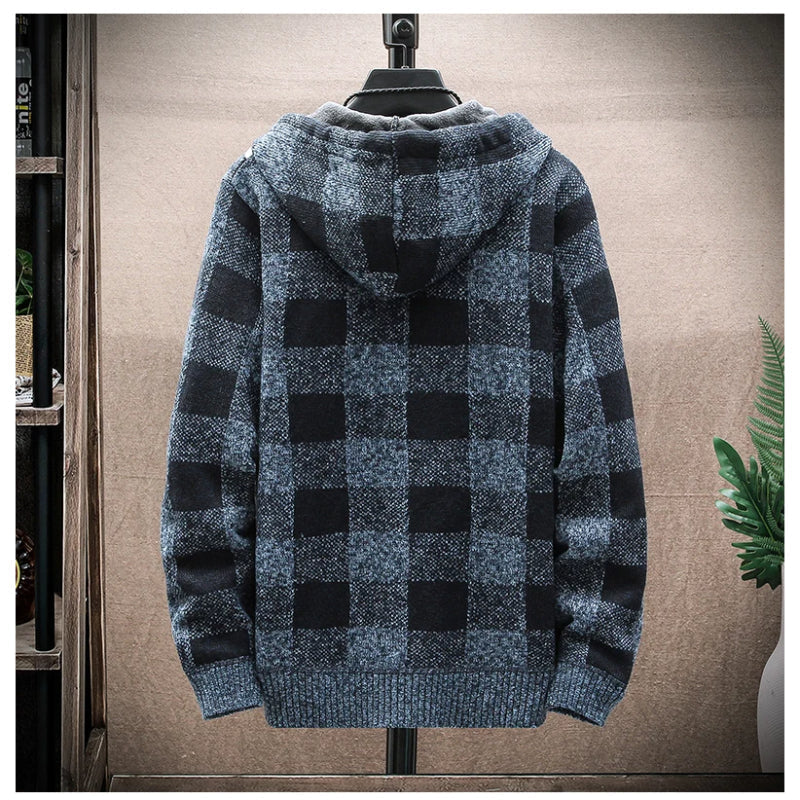 Optew Men’s Checkered Flannel Zip Hoodie