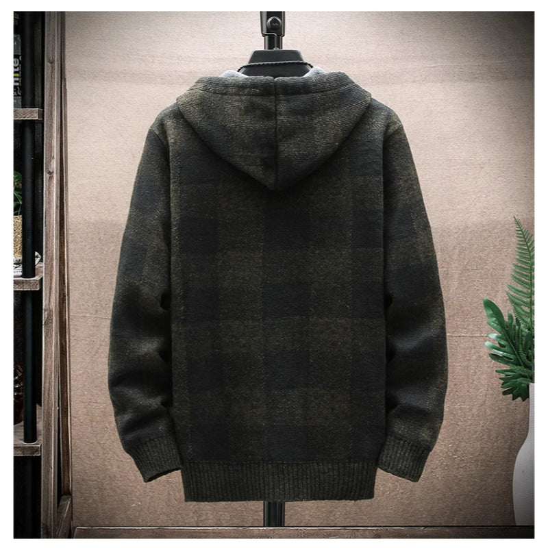 Optew Men’s Checkered Flannel Zip Hoodie