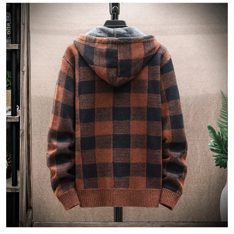 Optew Men’s Checkered Flannel Zip Hoodie