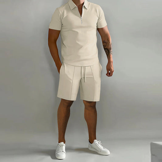 Optew Men’s Zip Polo and Shorts Set