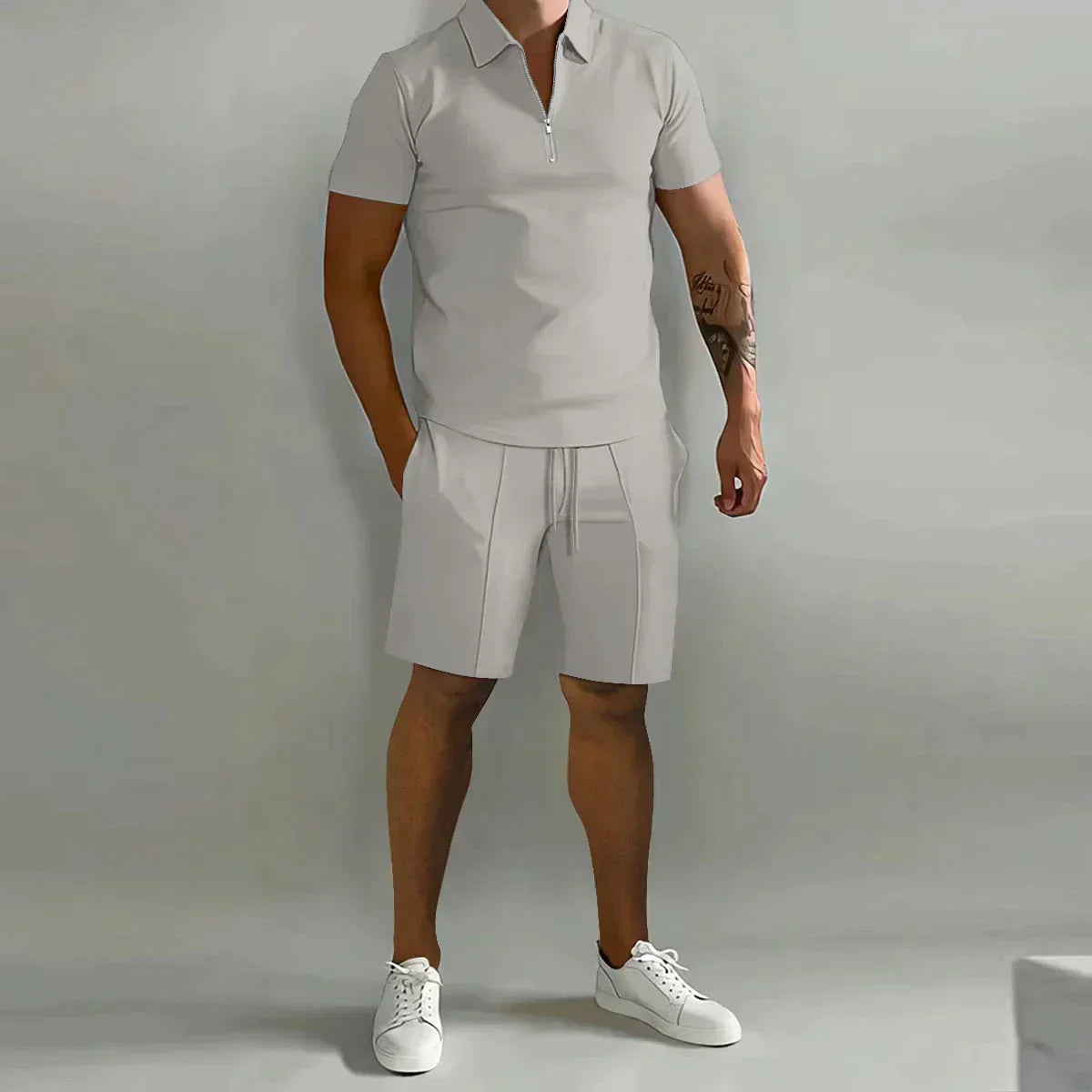 Optew Men’s Zip Polo and Shorts Set