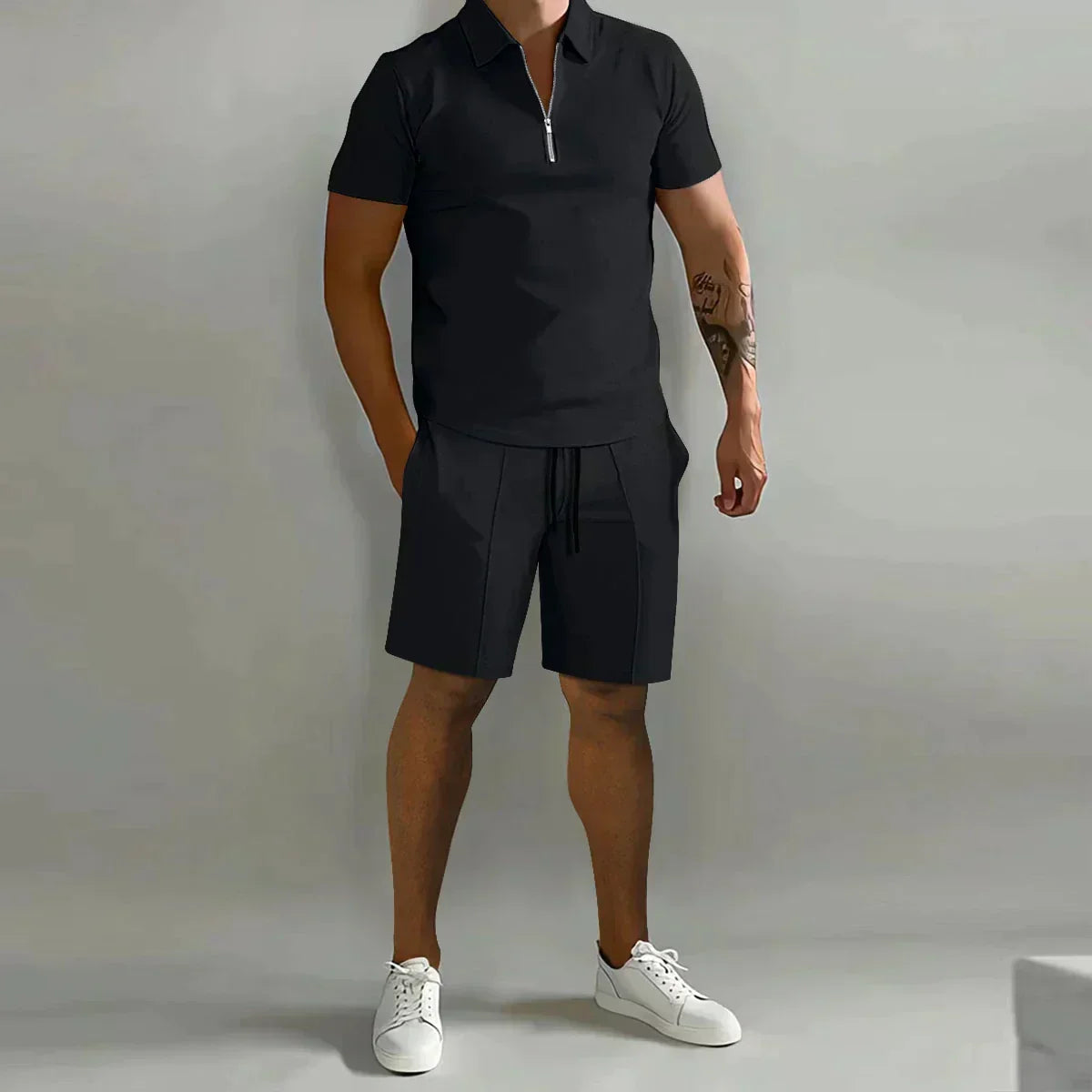 Optew Men’s Zip Polo and Shorts Set