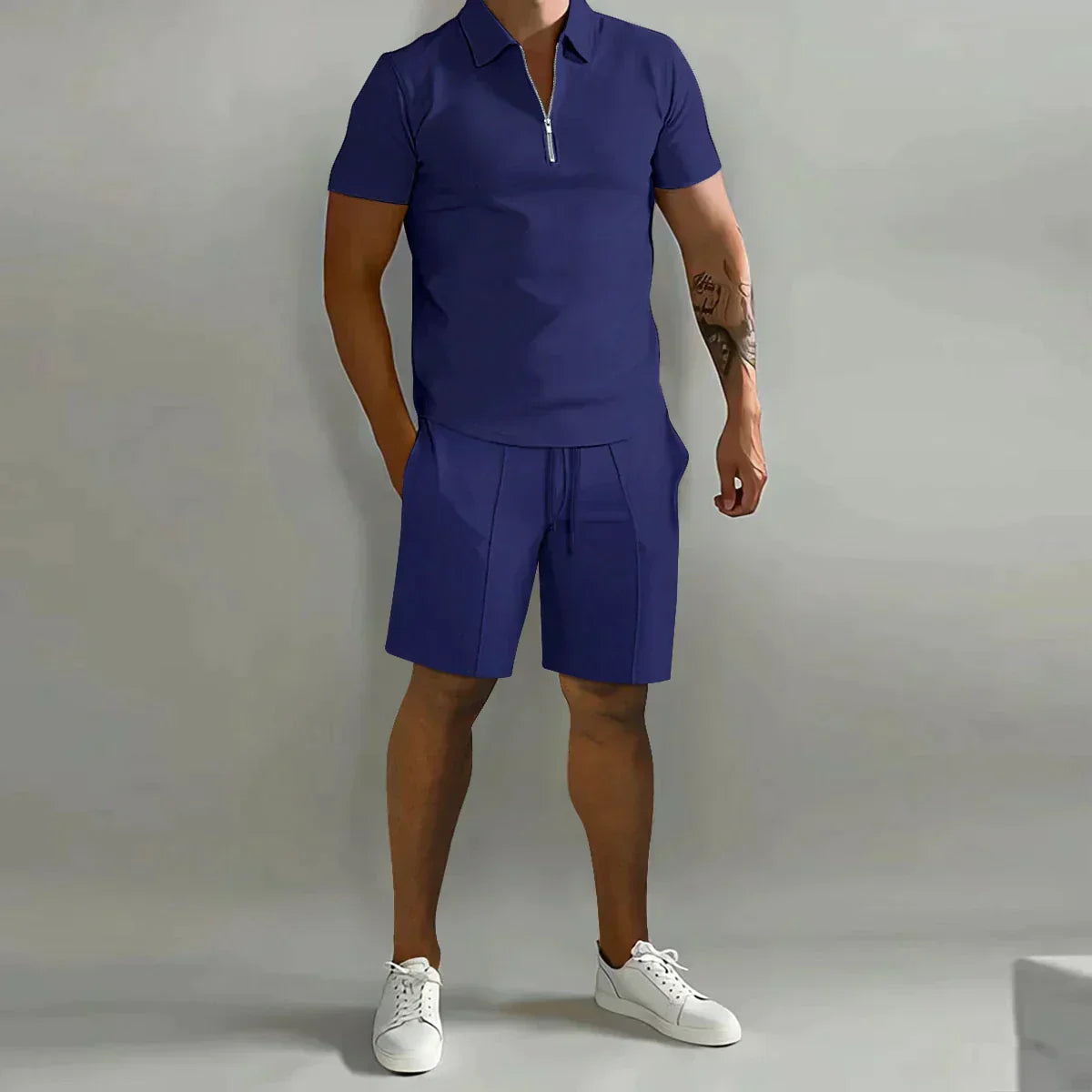 Optew Men’s Zip Polo and Shorts Set