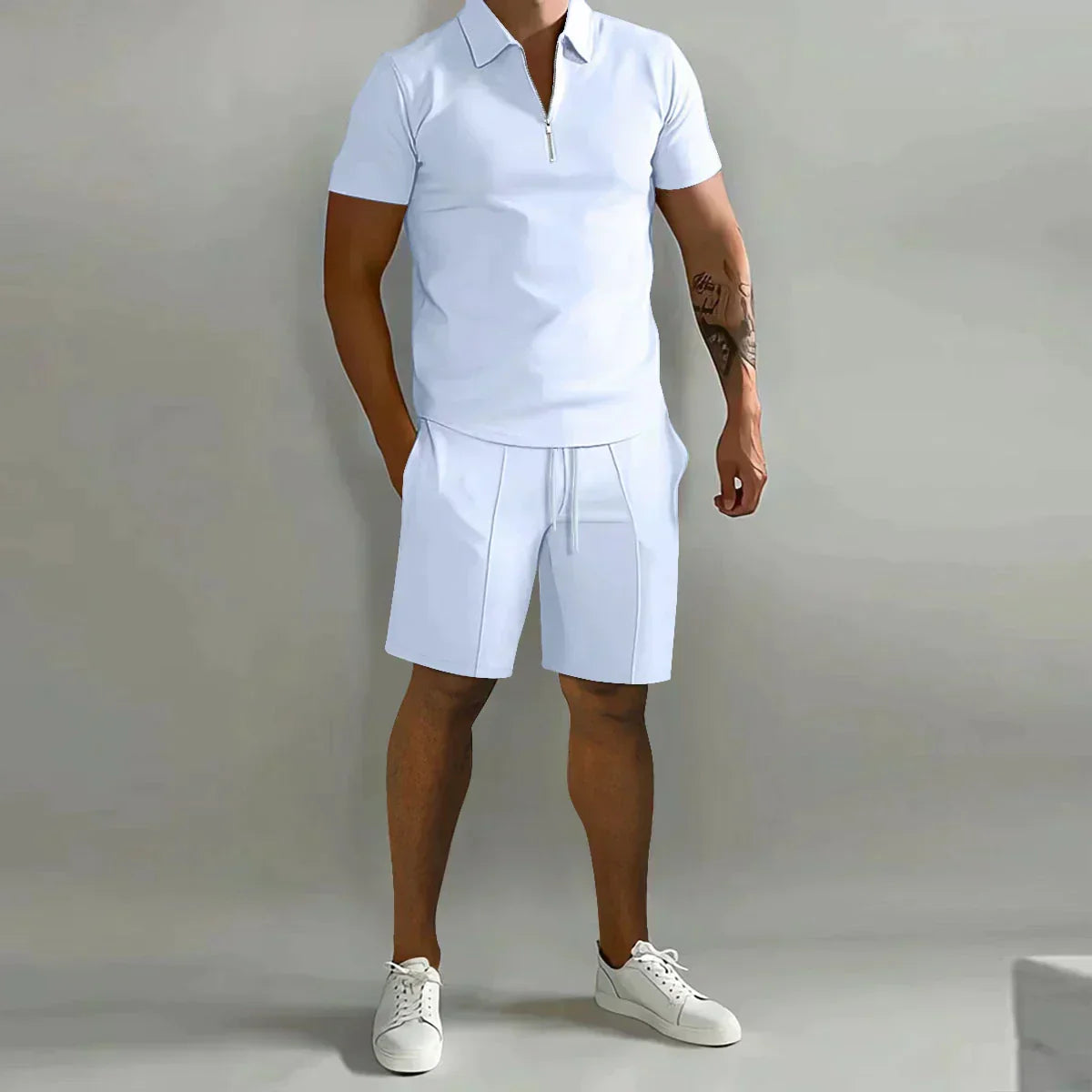 Optew Men’s Zip Polo and Shorts Set