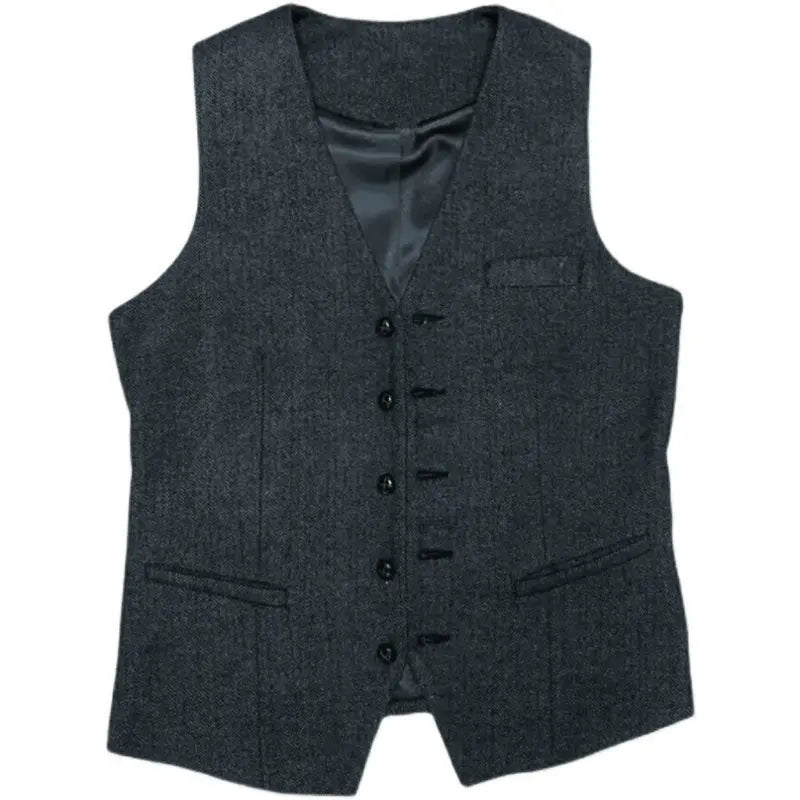 Optew Men Wedding Three‑piece Suit Tweed Wool Blend