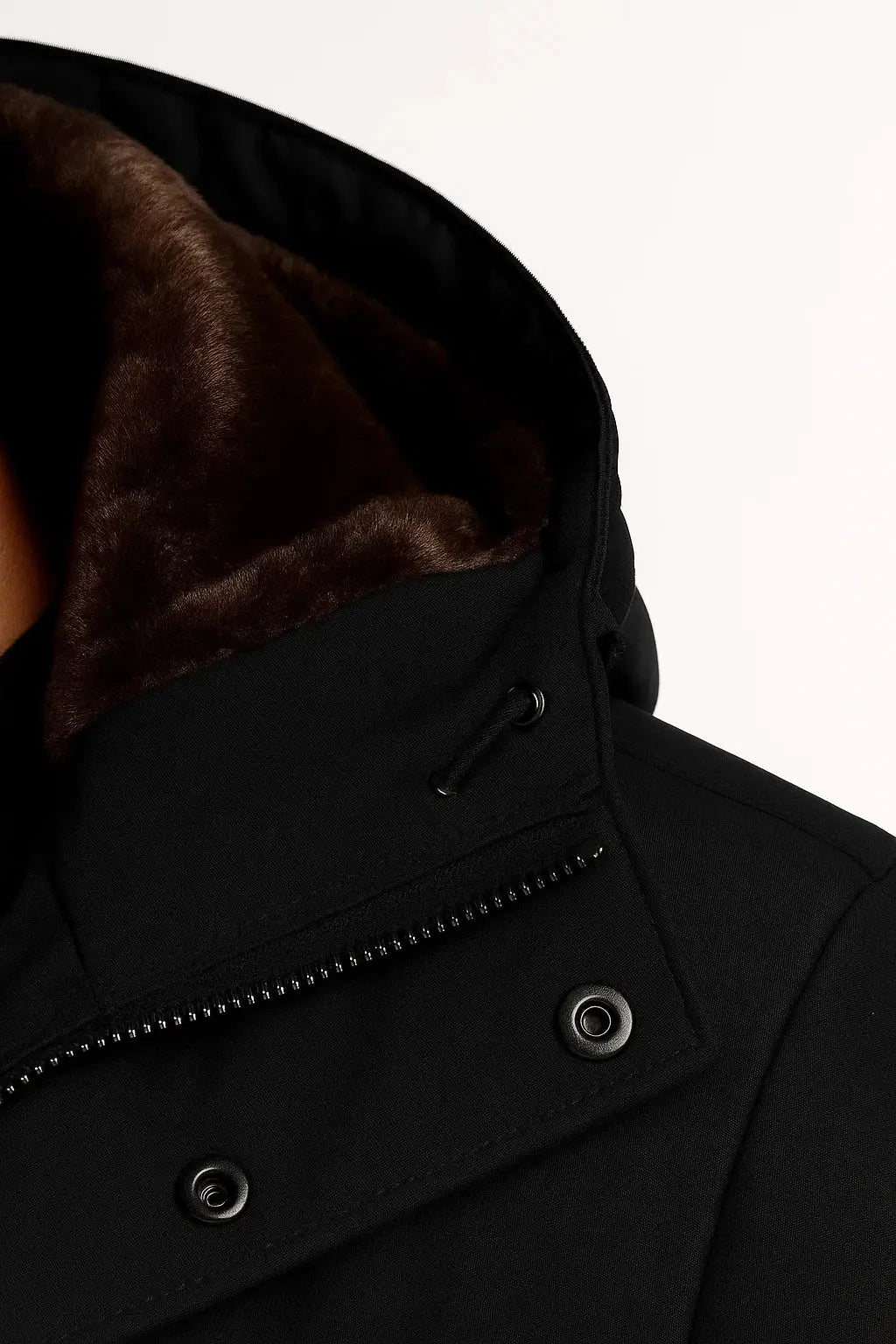 Optew Men's Winter Jacket Black Lambswool Oversized Hooded Thick Padded Jacket