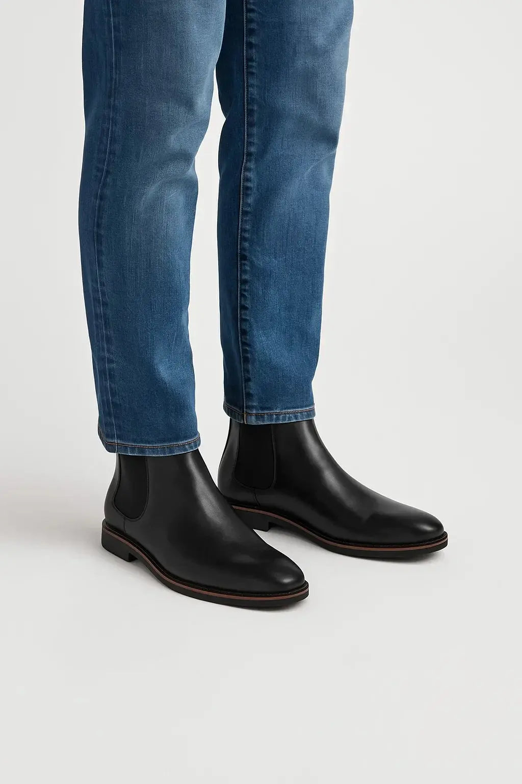 Optew Men's Chelsea Boots Synthetic Leather Retro Slip-On Comfortable Fashion