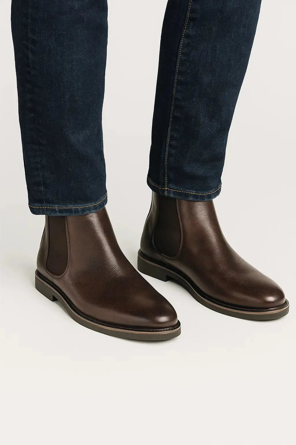 Optew Men's Chelsea Boots Synthetic Leather Retro Slip-On Comfortable Fashion