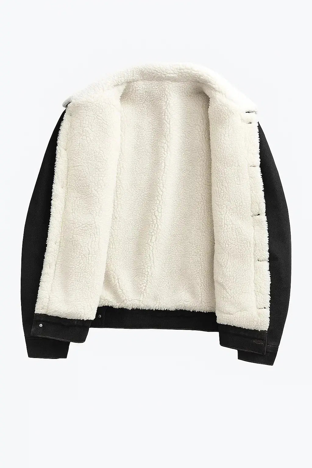 Optew Men's Fleece Jacket Denim Thickened Winter Loose Fit