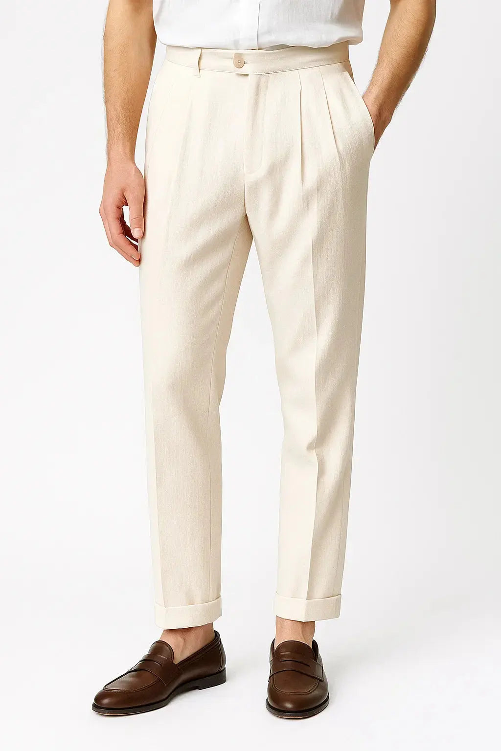 Optew Men's Trousers Modern Fit Cotton Elegant with Folds