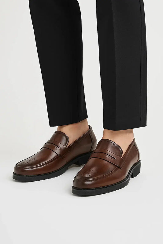 Optew Men's Oxford Shoes Leather Breathable Round Toe Formal